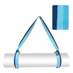 Samadhaan Yoga Mat Strap for Carrying, Adjustable Mat Holder Carrier Sling with Thick, Durable & Comfy Texture Stretching (Blue (Pack of 1))