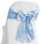 Lann's Linens - 50 Elegant Satin Wedding/Party Chair Cover Sashes/Bows - Ribbon Tie Back Sash - Baby Blue