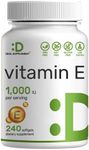 DEAL SUPPLEMENT Vitamin E Supplements, 1,000 IU Per Serving, 240 Softgels – Extra Strength Antioxidant Protection – Bioavailable Stable Form – Skin, Heart, Brain, & Immune Support – Non-GMO