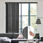 Yoolax Vertical Blinds Custom Blackout Vertical Window Shades Track Slats Set for Patio Sliding Doors(Black)