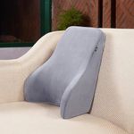 Frido Ultimate Sofa Backrest Cushion for Sofa & Bed | Ergonomic Lumbar Support Memory Foam Cushion for Back Pain Relief | Perfect for Reading | Relaxing & Upright Sitting | Velvet Cover – Grey