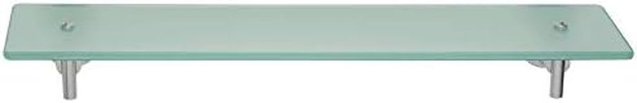 tesa LUUP Glass Bathroom Shelf - No Drill Shelf Made of Satined Glass and Chrome-Plated Metal - Stainless - Waterproof - Includes Removable Adhesive Solution