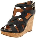 Miz Mooz Women's Kaylee Wedge Sandal, Black, 7.5 UK