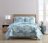 VCNY Home Patchwork Sealife 3PC Pinsonic Rev Quilt Set Blue (PSE-3QT-FUQU-IN-BLUE)