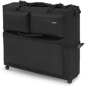 DR.LOMILOMI Massage Table Wheeled Carry Case with Premium Waterproof Oxford Fabric, Heavy-Duty Steel Ball Caster Wheels, Ergonomic Shoulder Strap, Smart Storage Pockets, Size 37” x 32” x 9.75”