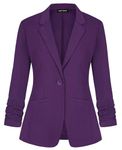 LADI TREND Blazer for Women Long Sleeves Suit Jacket One Button Closure Fashionable Trendy (Purple XL)