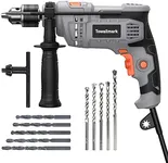 7-Amp Hammer Drill, Towallmark 1/2-Inch Electric Hammer Drill with 3000RPM, Variable Speed, 10 Drill Bits for Home Improvement, DIY, Masonry, Wood