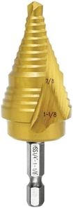 NORTOOLS Titanium Coated M2 HSS Step Drill Bit Set (1/4"-1-1/8") - Quick-Cut 135° Self-Centering Bits for Hole Drilling in Sheet Metal, Steel Pipes, Aluminum, Copper,Hex Shank for Power Tools