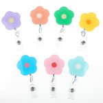 DIVINA VITAE 7PCS Flower Badge Reel, ID Badge Holders Retractable Cute Clip Medical Nursing Name Badge Reels Teacher Office School Hospital Badge Holder Retractable Clip