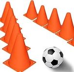 NOVELTY PLACE Multipurpose Training Cones (Set of 12), Soft & Durable Traffic Cone for Safety, Agility, Soccer, Football & Other Activities - Neon Orange 7 Inch