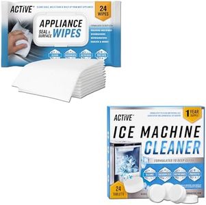ACTIVE Ice Machine Cleaner Tablets and Appliance Cleaning Wipes - Includes 24ct Ice Maker Cleaner Tablets and 24pk Appliance Surface Wipes