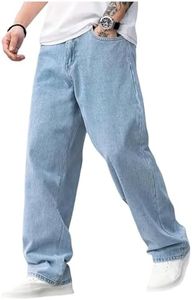 GORGLITTER Boy's Baggy Wide Leg Jeans Casual Elastic High Waist Straight Leg Loose Denim Pants Bottoms with Pockets Light Wash 10 Years