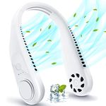 SONITOR Neck Fan Rechargeable, 5200mAh Portable Personal Fan, Bladeless Mini USB Hands-Free Wearable Hanging Fans for Women Men, Quiet Headphone Home Office Travel Holiday,White