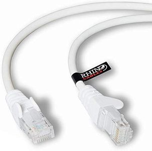 rhinocables CAT6 High-Speed Gigabit Ethernet Patch Network Cable for LAN — Snagless Cable with RJ45 Connector Lead — for Internet, Router, Modem, Smart TV, PC & Laptop (25m, White)