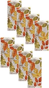 Elrene Home Fashions Autumn Leaves Fall Printed Tablecloth, Polyester, Multi, 17" x 17" (Napkins)