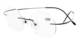 Eyekepper Titanium Rimless Round Reading Glasses Circle Readers Black +2.25