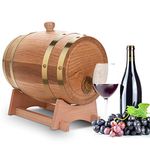 Wine Spirit Storage Barrel, 3L Wood Oak Beer Dispenser Barrel with Wood Stand for Whiskey Bourbon Tequila, 9.25 x 6.3 inch