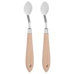 HARFINGTON 2pcs No.20 Palette Knives 22mm Width Stainless Steel Oval Spatula Painting Pallet Knife with Wood Handle for Oil Acrylic Canvas Mixing Spreading