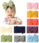 JIAHANG Baby Big Hair Bow Head Wrap, Turban Knotted Knitted Headbands, Soft Silk Stretchy Hair Bands 9PCS for Newborn Infant Toddlers