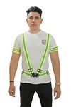 ReflectoSafe Cross Belt High Visibility Reflective Night Protective Safety Vest Belt Jacket and Arm Bands/Ankle Bands for Cycling, Walking, Running, Camping - Green (Cross Belt and 4 Arm Bands)