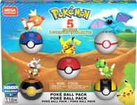 MEGA Pokémon Building Toys Set Poké Ball Bundle with 118 Pieces, 5 Poseable Characters and 5 Poké Balls, for Kids