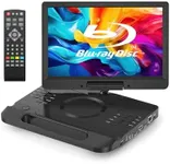 FANGOR 13.3 Inch Portable Bluray Player with 12" HD Swivel Screen, 5 Hours Rechargeable Battery and Remote Control, HDMI Out/AV in, Multi-Media Player, USB/SD Card, Last Memory