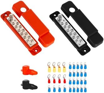 BlueStars 2-Pack Bus Bar 12-48V DC 180A, 12 Terminal Power Distribution Block with 32 Wire Lugs - Compatible with Car Golf Cart RV Boat Solar Cell - Positive & Negative, Stainless Steel