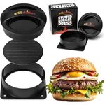 Grillaholics Stuffed Burger Press and Hamburger Maker - Non Stick Hamburger Patty Maker - Make Up to Half Pound Regular and Stuffed Burgers in Seconds