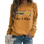 MLZHAN Womens Take A Hike Sweatshirts Camping Hiking Casual Crewneck Pullover Relaxed Fit Tops (Yellow,M,Medium)