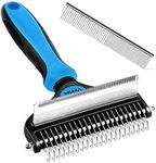 Viretec Dog Deshedding Brush, 2 in 1 Pet Undercoat Rake for Cats and Small Dog, Long and Short Grooming Tool, Dematting Combs Easily Remove Mats, Tangles and Loose Fur