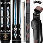 Serpion - 2- Pieces Pool Cue Stick 100% Canadian Maple Wood. Professional Billiard Pool Cue Stick with Hard Case and Joint Protectors