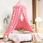 Kertnic Decor Canopy for Kids Bed, Soft Smooth Playing Tent Canopy Girls Room Decoration Princess Castle, Dreamy Mosquito Net Bedding, Children Reading Nook Canopies in Home (Nordic Pink)