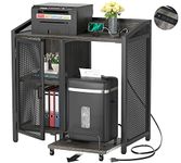 Unikito Multi-Purpose Office Cabinet, Lateral File Cabinet with Printer Stand, Office Filing Cabinets with Power Outlet and Door, Paper Shredder Stand with Slide Rail, Printer Cabinet for Office, Gray