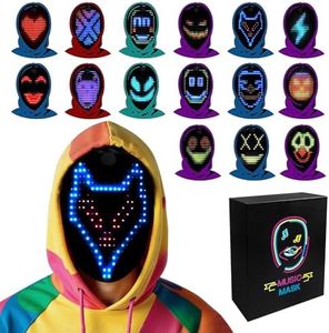 JDBMAOYE Led Mask with Gesture Sensing Sound Effects, Light Up Music Masks