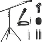 TONOR Professional Vocal Microphone for Singing, Dynamic Handheld Wired Karaoke Mic, Cardioid Studio Microfono with 500 cm XLR to 1/4" Cable, for Speakers/Mixer/Amp/Speech/Karaoke, Mic Stand Kit, K1