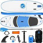 2023 Crew Axel Inflatable Paddle Board 10’33’6” Extra Wide & Lightweight (18lb) Paddle Board – Premium SUP Set Includes 2 Bags, Floating Paddle, Camera Mount, 3 Fins, Dual Pump, for Kids Adults