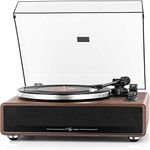 1 BY ONE High Fidelity Belt Drive Bluetooth Turntable with Built-in Speakers, Vinyl Record Player with Magnetic Cartridge, Wireless Playback and Aux-in Functionality, Auto Off