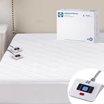 Sealy Heated Mattress Pad | Quilted Cotton Electric Bed Warmer with 10 Heat Setting Dual Controller | 1-12 Hours Auto Shut Off | 17" Deep All Around Elastic Pocket, King