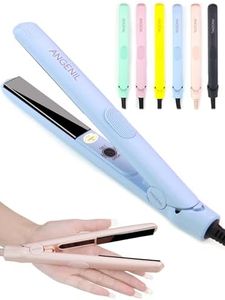 ANGENIL Ceramic Tourmaline Small Hair Straightener for Short Hair, Portable Mini Flat Iron with Anti-Scald Silicone, 0.7" Travel Hair Straightener, 3 Temp (280℉- 320℉ -380℉)