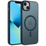 ORDA For iPhone 13 Case 6.1 Inch Compatible with MagSafe, Magnetic Mobile Phone Case for iPhone 13 Case Translucent Matte Back Thin Shockproof Protective Case Blue