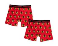 Calhoun NHL Surf & Skate Mens Boxer Briefs with Scatter Team Logo - 2 Pack, Chicago Blackhawks, XL