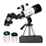 Slokey Telescope 40070 - Astronomy Scope with 16x-120x Magnification for Kids and Adults - Includes 2 Eyepieces, 3x Barlow Lens, Tripod, Phone Adapter - View the Moon, Planets, Stars - 21x13x49 cm