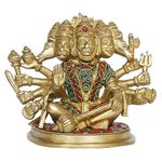 Kartique Brass Panchmukhi Hanuman in Multicolor Height 5.25 Inch