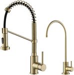 Kraus KPF-1610-FF-100BG Bolden Commercial Style Pull-Down Kitchen Purita Water Filter Faucet Combo, Brushed Gold