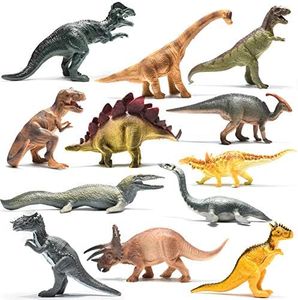 PREXTEX 10'' Dinosaur Figures - 12 Plastic Dinosaur Toys for Boys and Girls - Plastic Dinosaurs - Assorted Dinosaurs Include T-Rex and More - Dinosaur Toys for Kids 3-5+