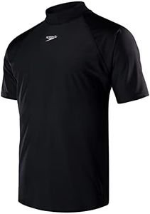 Speedo Men's Eco Short Sleeve Swim Tee, Black/White, X-Small