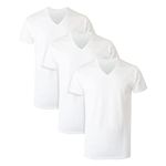 Hanes Men's 3-Pack V-Neck T-Shirt, White, Medium