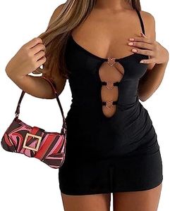 QKEPCY Vestidos de Fiesta para Mujer Sexy Midi Vestido Sin Mangas y Tirantes Vestidos Elegante Hollow Bodycon Vestido Verano para Cóctel Clubwear Dress (S)