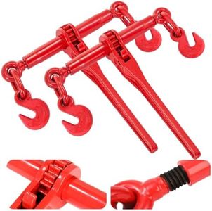 Chain Binder, 3/8"–1/2" Ratchet Load Binders 9215 LBS Secure Working Load, G70 Grab Hooks and Adjustable Length, for Transport Chains, Tie-Down, Hauling, Tie Down, Towing, 2-Pack (3/8" - 1/2"(2 pack))