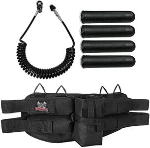 Maddog 4+1 Paintball Harness with (4) Paintball Pods & Quick Disconnect Paintball Tank Remote Coil Accessory Starter Package | Compressed Air (HPA) & CO2 Compatible